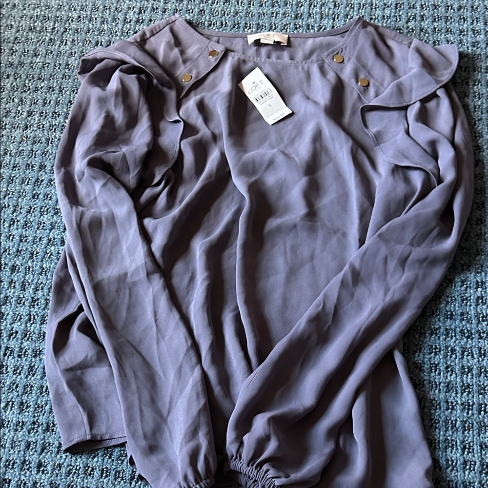 NWT LOFT Lavender Ruffle Blouse